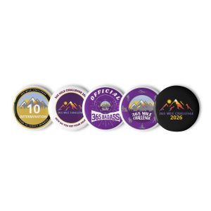 Set of pin buttons including Year 10 Legacy Patch design